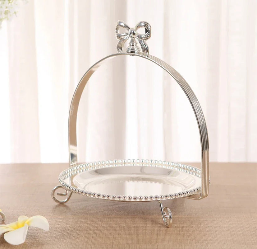 High-Grade 2/3 Layers Dessert Tray Silver Plated round Metal Cake Stand Cupcake Tray Wedding Party Decoration Cake Display Stand