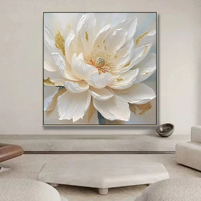 Fancy Home Decor Hot Sale Home Decor Flower Pictures Pieces White Flower Wall Art Oil Paintings Unframed