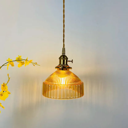 vintage ribbed glass pendant light