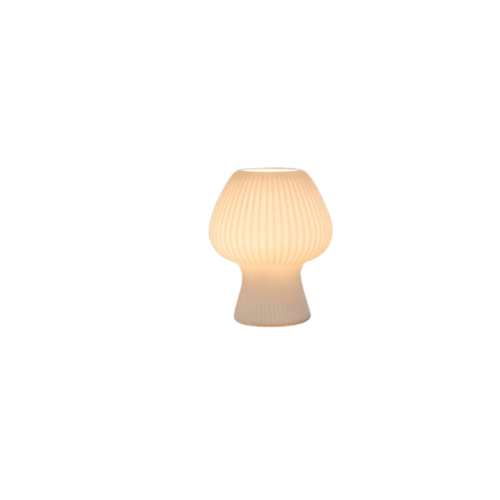 Vintage Glass Table Lamp – Ribbed – Dimmable LED – Mushroom Design