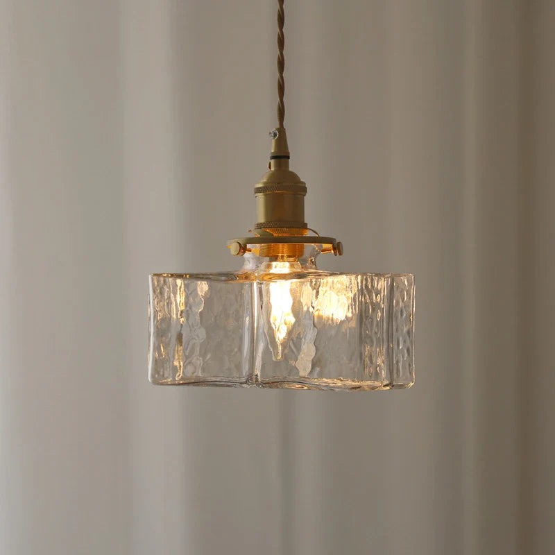 retro ribbed glass pendant light