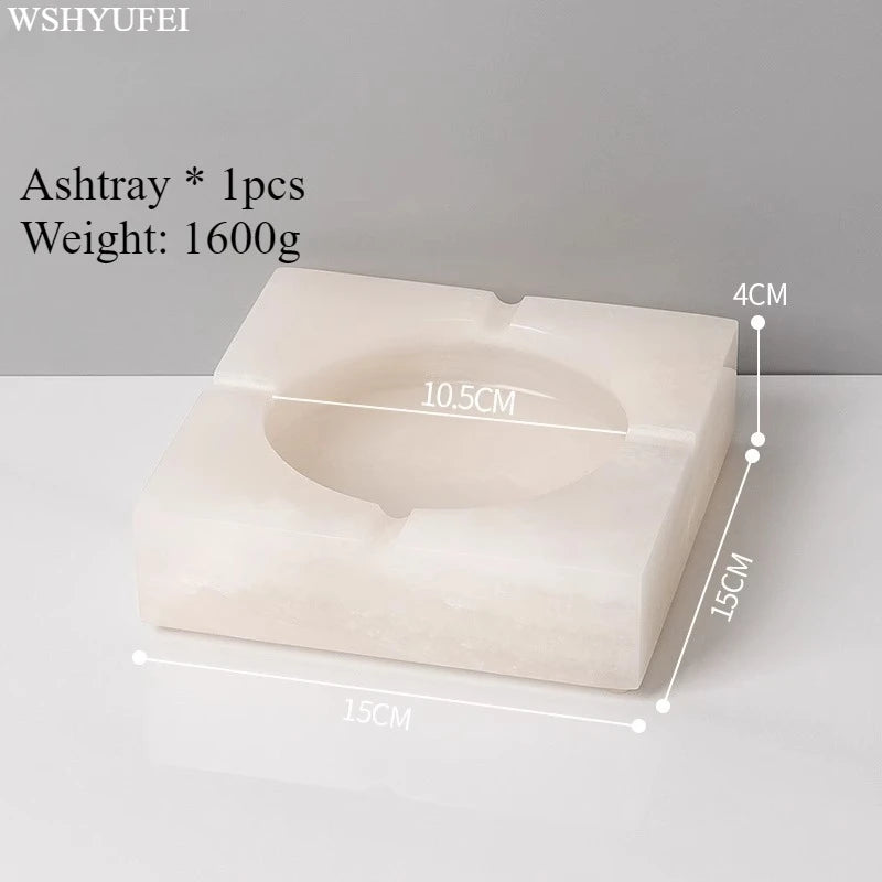 White Jade Stone Bathroom Accessory Set
