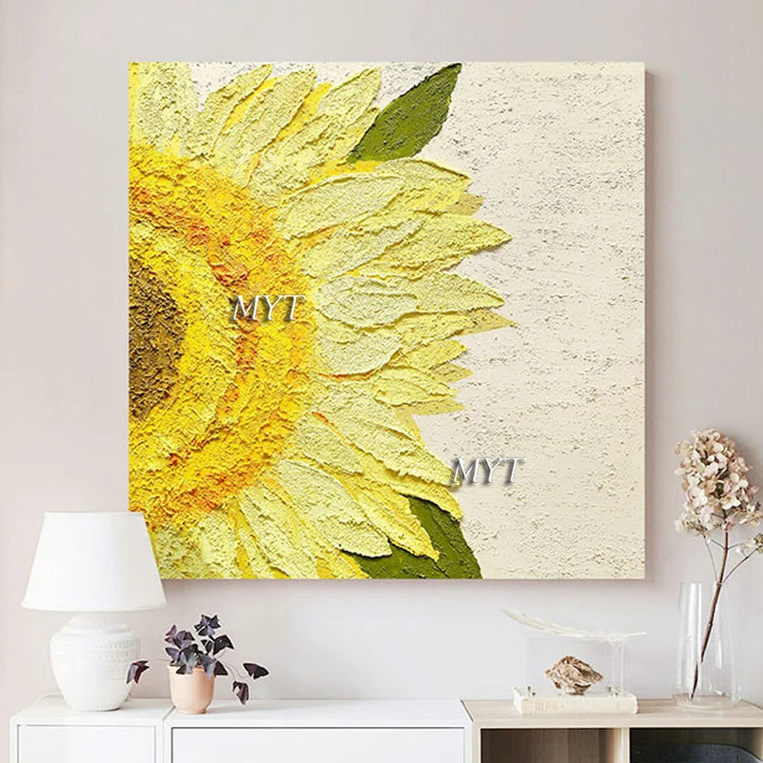 Fancy Home Decor Hot Sale Home Decor Flower Pictures Pieces White Flower Wall Art Oil Paintings Unframed