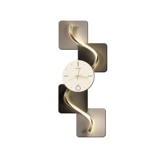 Homary 39.4" Silent MDF LED Analog Decorative Wall Clock - Light Modern Abstract Geometric Design, for Living Room, Entryway, Aesthetic Home Decor, Room Decor,Dorm Essentials