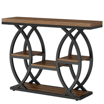 Tribesigns Console Table, 39.4" Industrial 4-Tier with Storage, Narrow Wood for Small Spaces, Hallway Accent