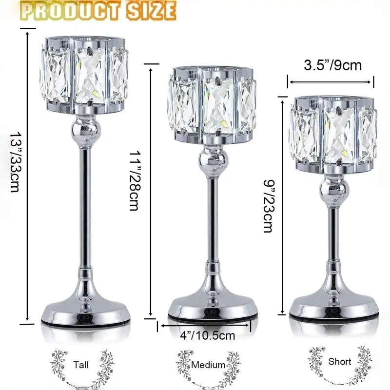 Crystal Candlesticks Set of 3, Candle Holder Set, Crystal Material, Angel Design Wedding & Home Decor, Interior Decoration Accessories, Decoration Items, Perfect for Special Occasions, Stylish Table Centerpieces, Crystal Candle Holders