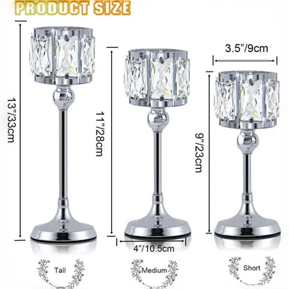 Crystal Candlesticks Set of 3, Candle Holder Set, Crystal Material, Angel Design Wedding & Home Decor, Interior Decoration Accessories, Decoration Items, Perfect for Special Occasions, Stylish Table Centerpieces, Crystal Candle Holders