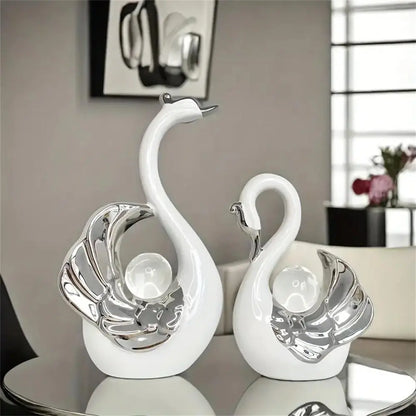 Swan-Design Ornament, Ceramic Ornaments, Decorative Ornaments, Creative Desktop Decoration, Modern Home Decor for Living Room Entrance TV Cabinet, Room Decor, Home Decor