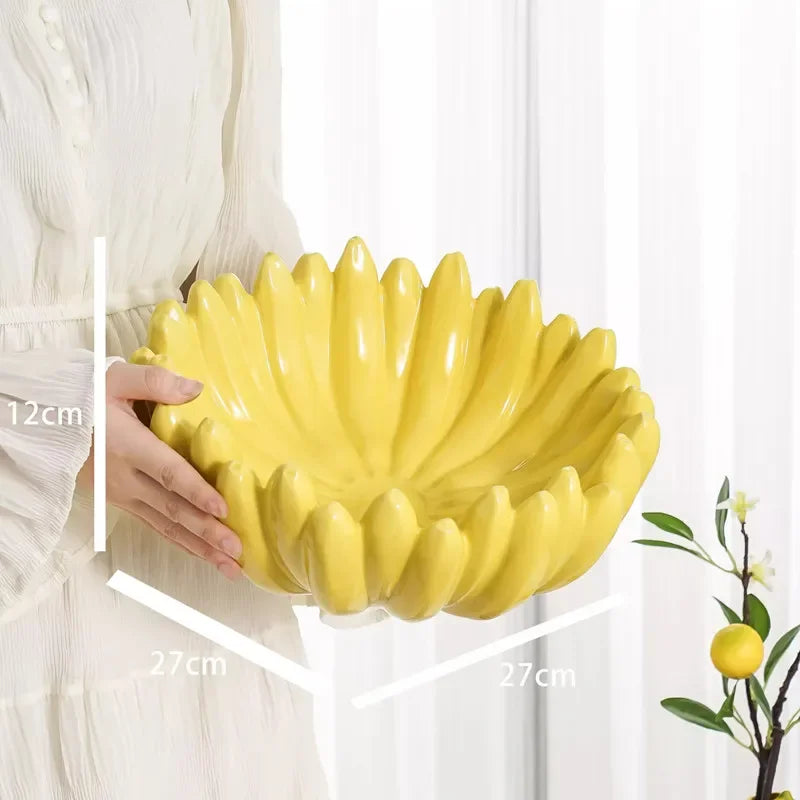 Creative Banana Shaped Storage Tray, Ceramic Fruit Tray, Household Snack Storage Tray, Living Room Desktop Storage Container