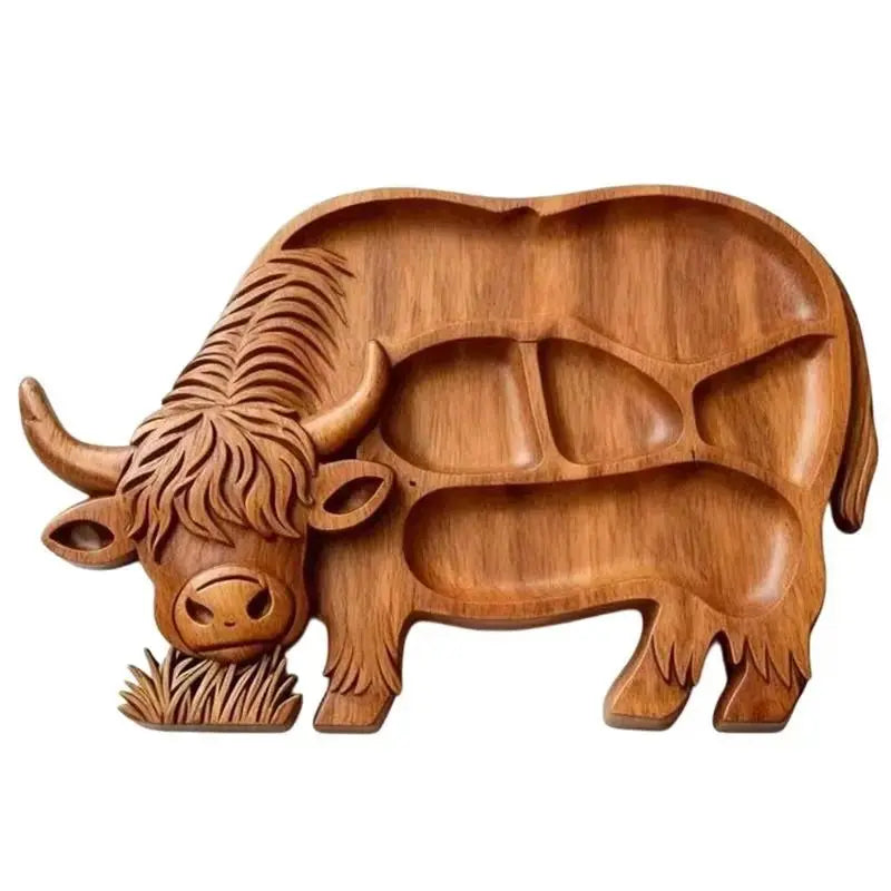 Wood Charcuterie Board Highland Cow Design, Rustic Serving Tray, Natural Wood Cheese Platter Snack Board