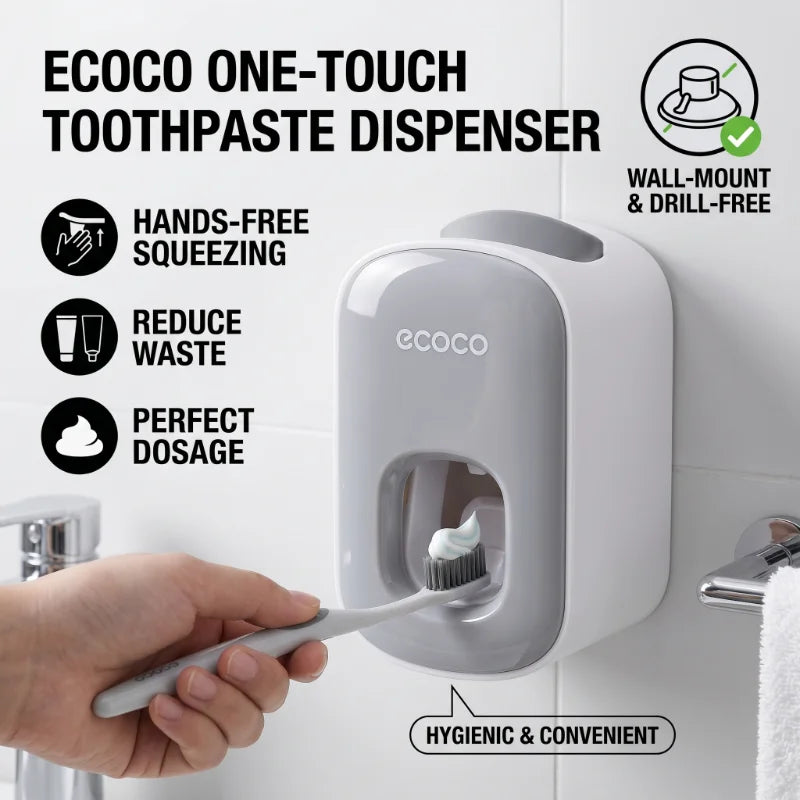 Automatic Toothpaste Dispenser Squeezers Toothpaste Tooth Dust-Proof Toothbrush Holder Wall Mount Stand Bathroom Accessories Set