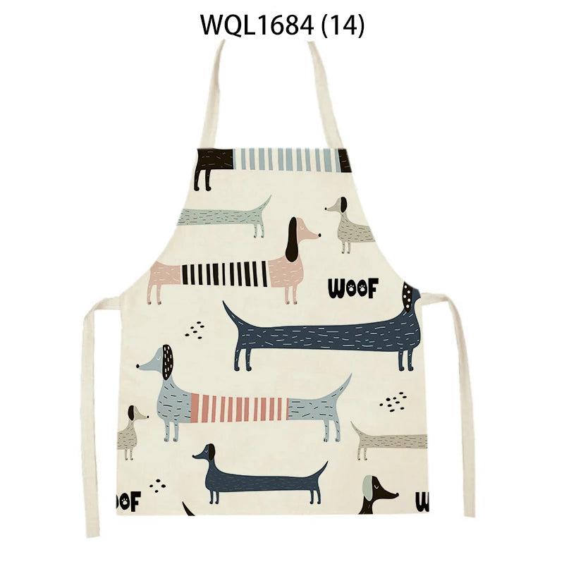 1Pcs Kitchen Apron Dachshund Animal Printed Sleeveless Cute Dachshund Aprons for Men Women Home Cleaning Tools 55*68Cm Tablier