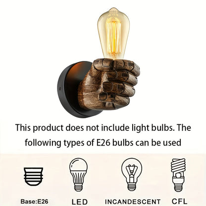 Hand Wall Sconce – Resin – E26 – Industrial Wall Light