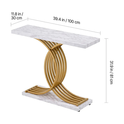 【Summerfinds】Vevor Narrow Console Sofa Table, 39.4 Inches behind Couch Table, 1-Tier Long Entryway Table and Skinny Hallway Table, Narrow Sofa Table with Metal Frame, for Entryway, Hallway, Living Room &amp; Bedroom
