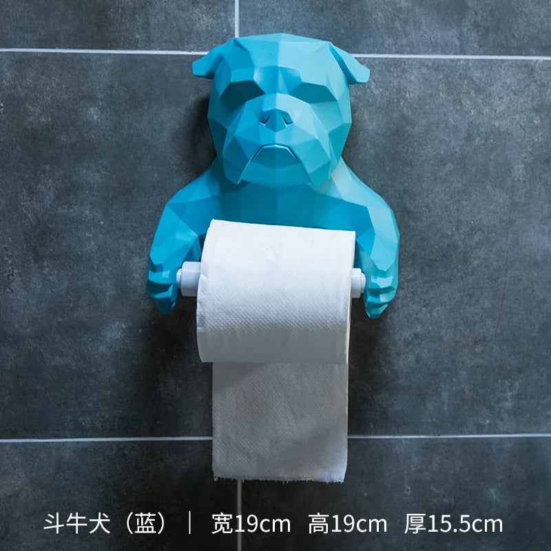 Cute Cat and Dog Tissue Holder Toilet-Free Punch Bathroom Wall-Mounted Creative Toilet Roll Holder