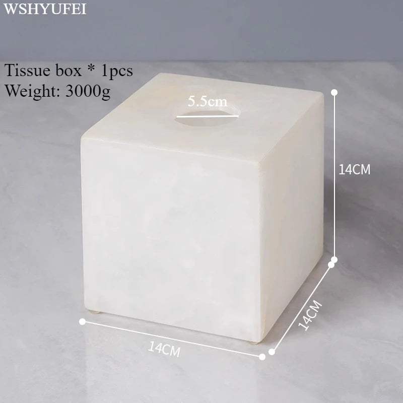 White Jade Stone Bathroom Accessory Set