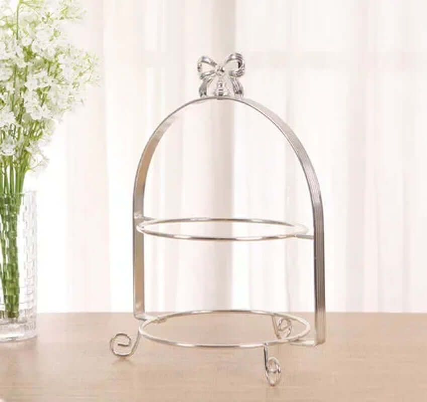 High-Grade 2/3 Layers Dessert Tray Silver Plated round Metal Cake Stand Cupcake Tray Wedding Party Decoration Cake Display Stand