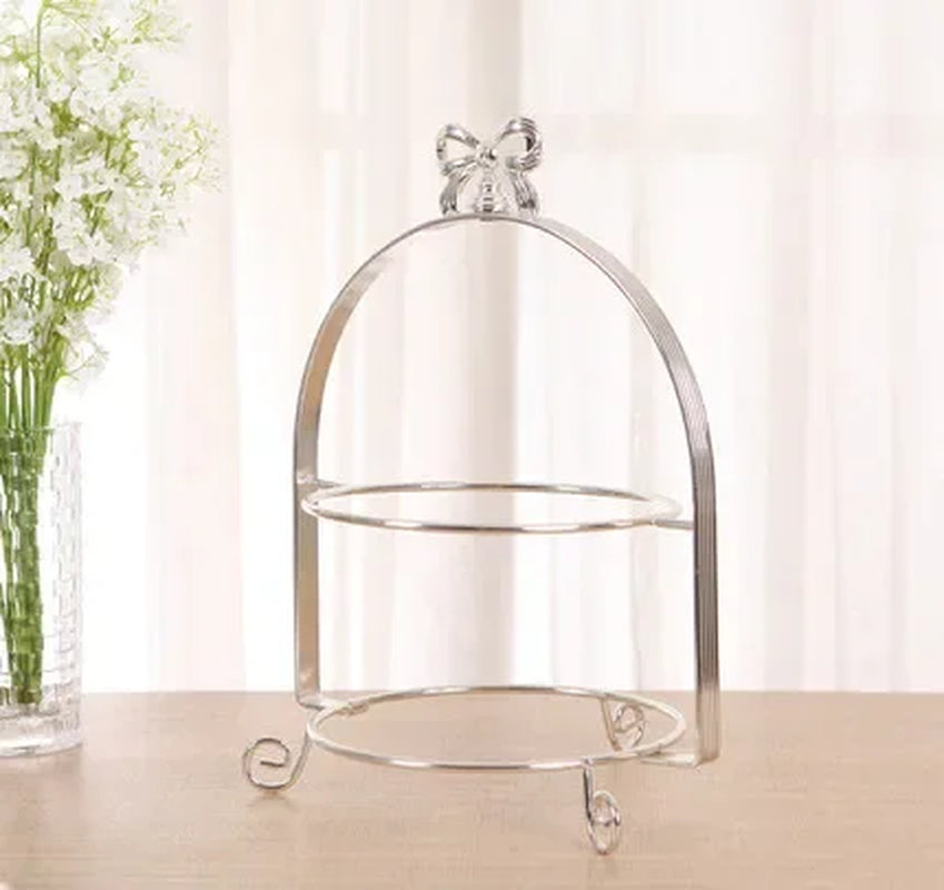 High-Grade 2/3 Layers Dessert Tray Silver Plated round Metal Cake Stand Cupcake Tray Wedding Party Decoration Cake Display Stand