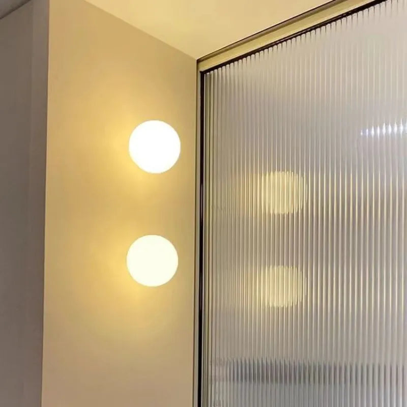 Round Glass Wall Light – Frosted Glass – Warm Light