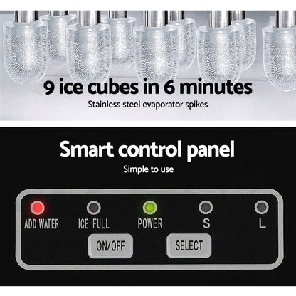 Devanti Portable Ice Maker Machine Ice Cube Tray 12Kg Bar Countertop Black