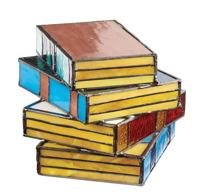 Stained Glass Book Lamp – Handmade – Warm Glow – Home Décor
