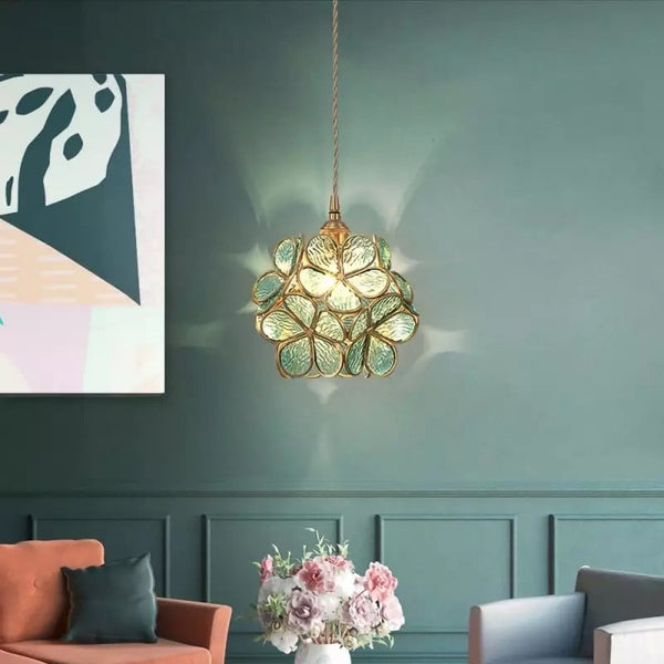 Glass Pendant Light Flower Design