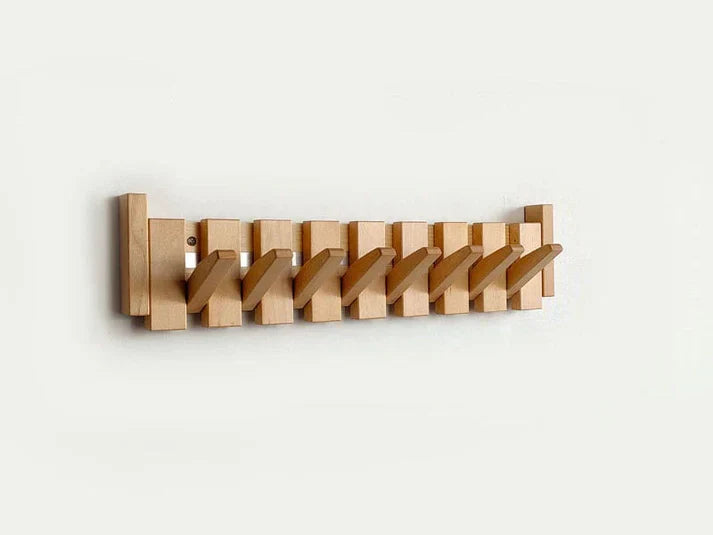 Wooden Wall Coat Rack – Piano Key Design – Multiple Hooks