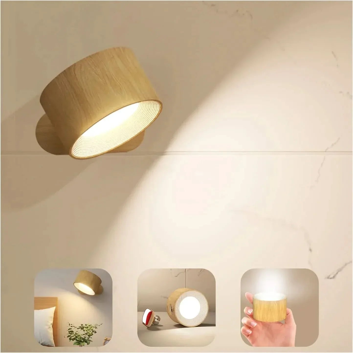 Wireless Wall Light – 360° Adjustable – USB Rechargeable