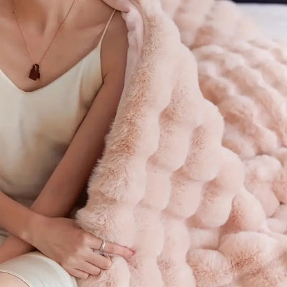 Faux Fur Throw Blanket Ultra Soft Double Layer 