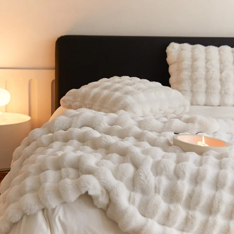 Faux Fur Throw Blanket Ultra Soft Double Layer 