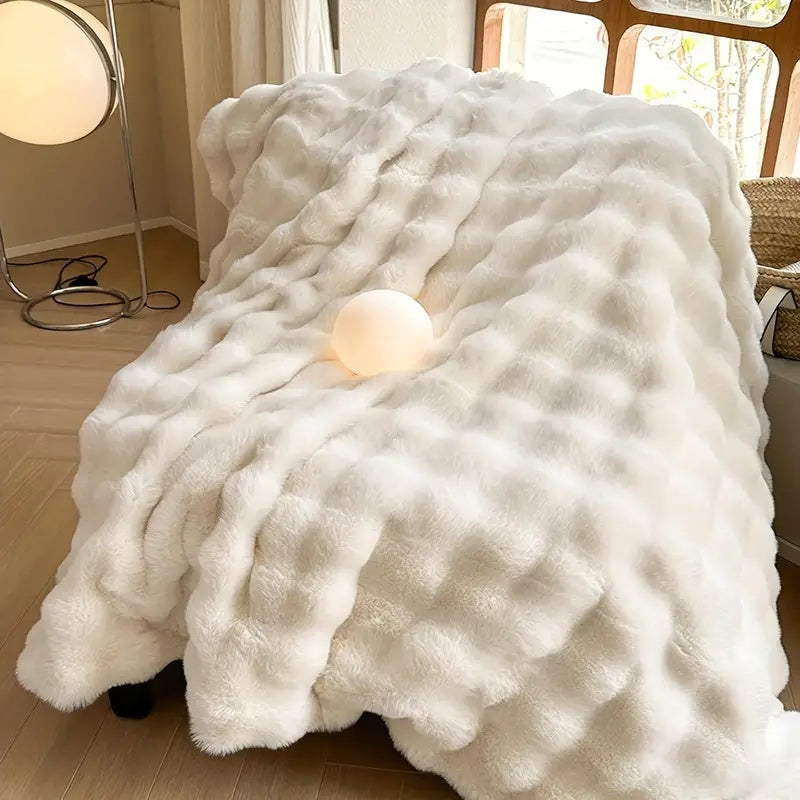 Faux Fur Throw Blanket Ultra Soft Double Layer 