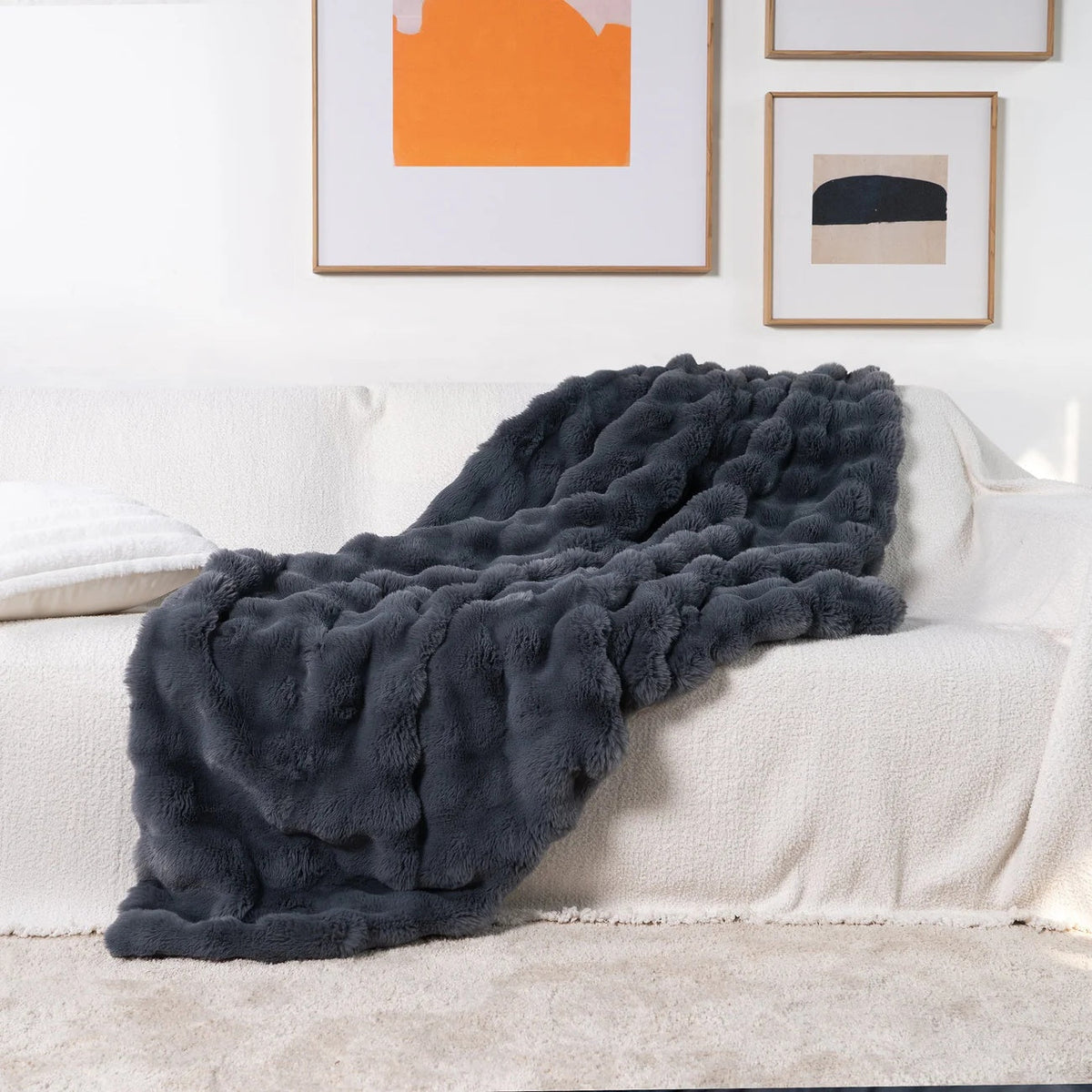 Faux Fur Throw Blanket Ultra Soft Double Layer 
