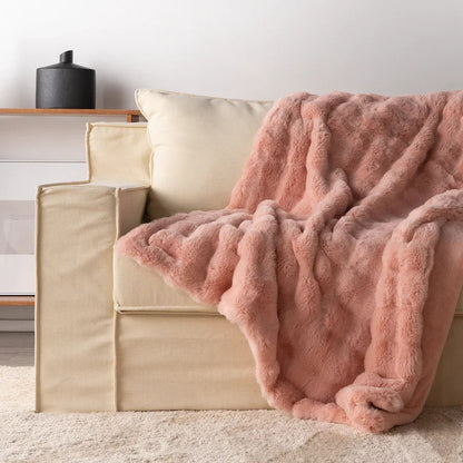 Faux Fur Throw Blanket Ultra Soft Double Layer 