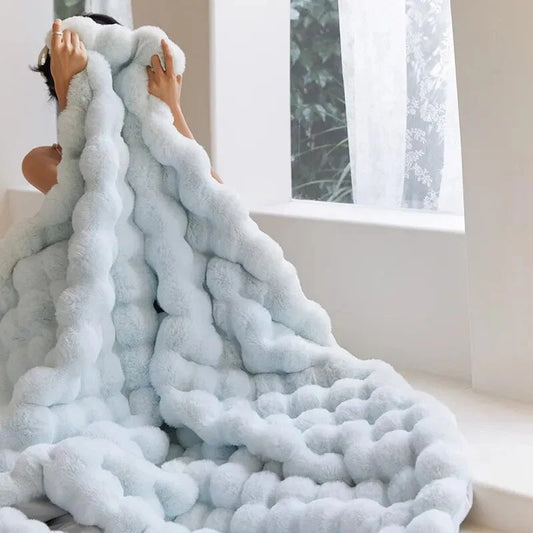 Faux Fur Throw Blanket Ultra Soft Double Layer 