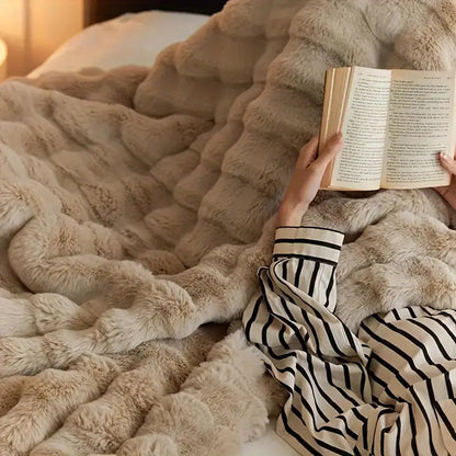 Faux Fur Throw Blanket Ultra Soft Double Layer 
