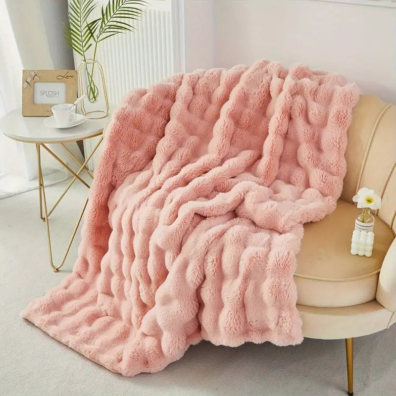 Faux Fur Throw Blanket Ultra Soft Double Layer 