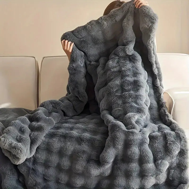 Faux Fur Throw Blanket Ultra Soft Double Layer 