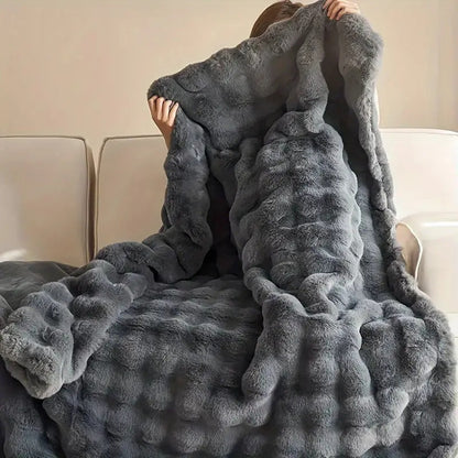 Faux Fur Throw Blanket Ultra Soft Double Layer 