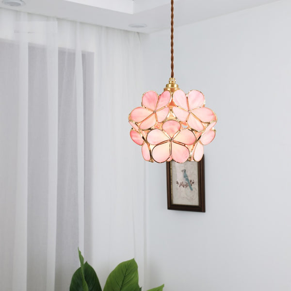 Glass Pendant Light Flower Design