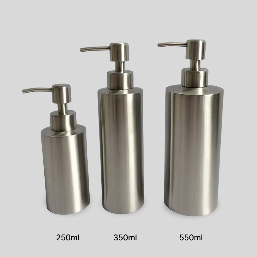 Stainless Steel Soap Dispenser – Refillable – Cylindrical Design