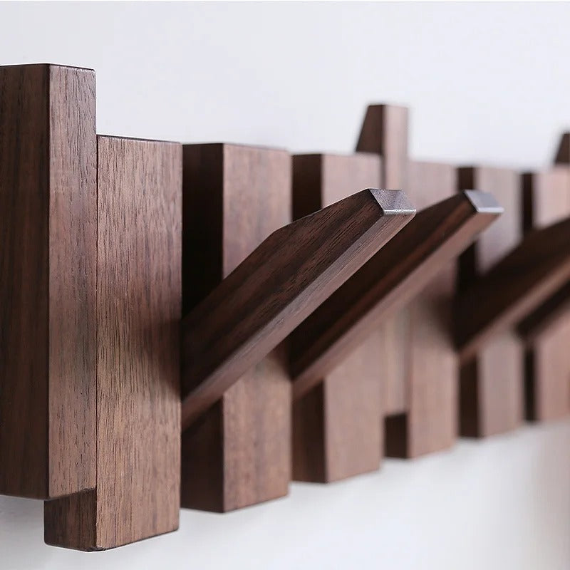 Wooden Wall Coat Rack – Piano Key Design – Multiple Hooks
