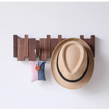 Wooden Wall Coat Rack – Piano Key Design – Multiple Hooks