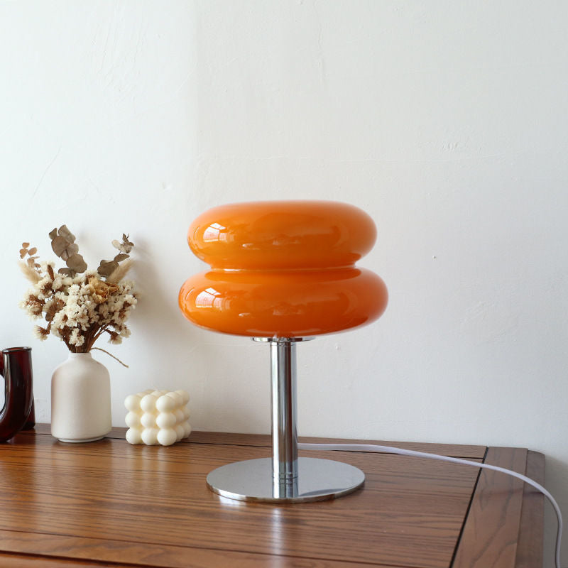 Glass Table Lamp – LED – Chrome Base – Modern Retro Design