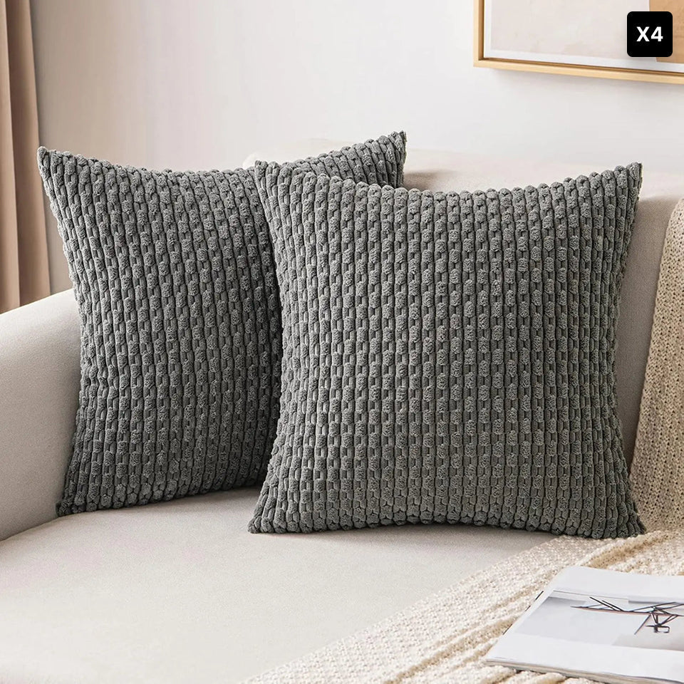 Corduroy Cushion Cover Soft Ribbed Fabric For Home
