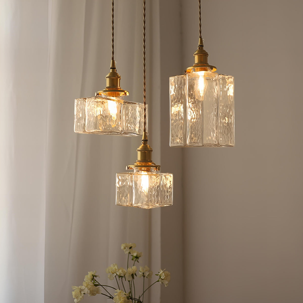 retro ribbed glass pendant light