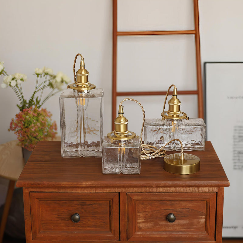 retro ribbed glass pendant light