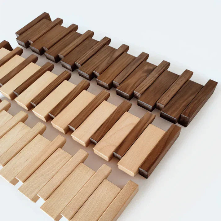 Wooden Wall Coat Rack – Piano Key Design – Multiple Hooks