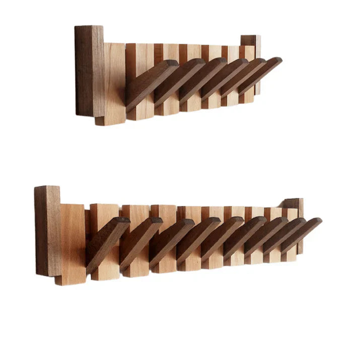 Wooden Wall Coat Rack – Piano Key Design – Multiple Hooks