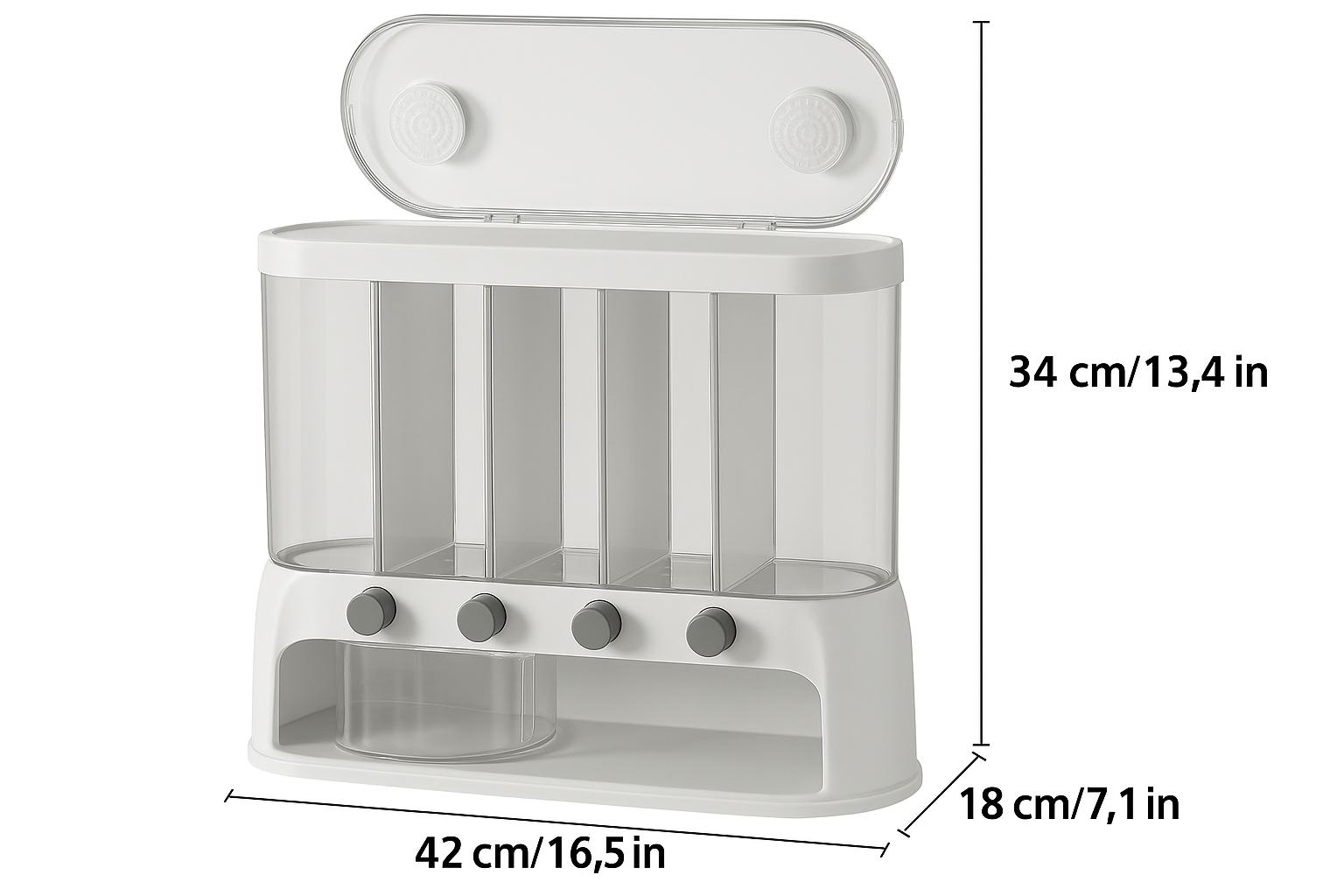 Multi-Compartment Grain Storage Container – Airtight – 5 Compartments