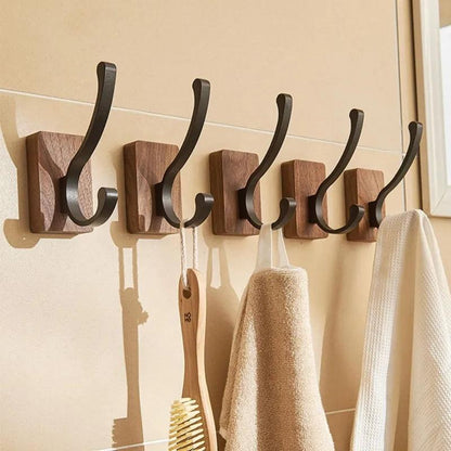  Self-Adhesive Wall Hooks Wood & Aluminium No Drilling